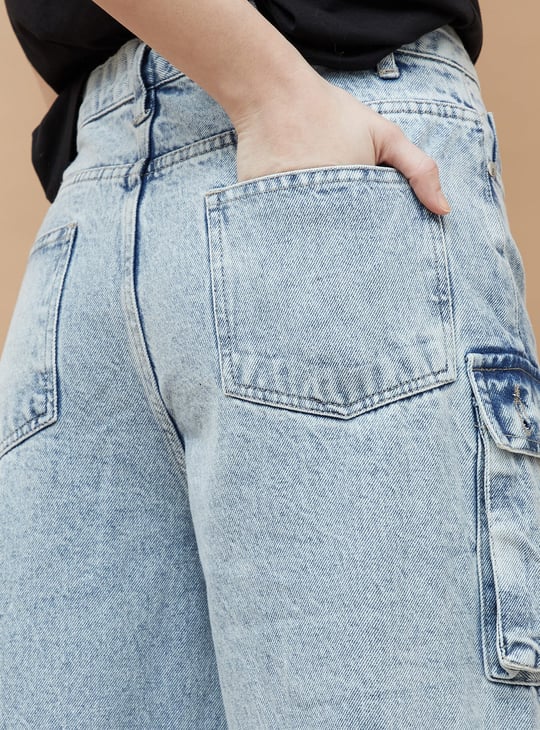 GINGER Acidwashed Cargo Jeans