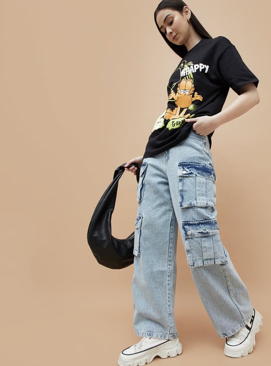 GINGER Acidwashed Cargo Jeans
