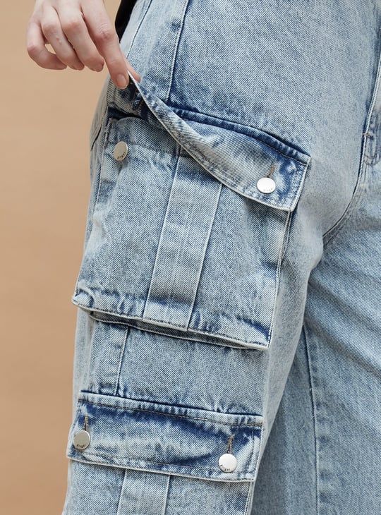 GINGER Acidwashed Cargo Jeans