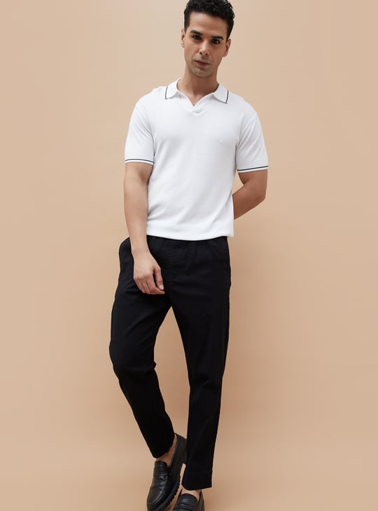 CODE Contrast Trim Johnny Collar T-shirt