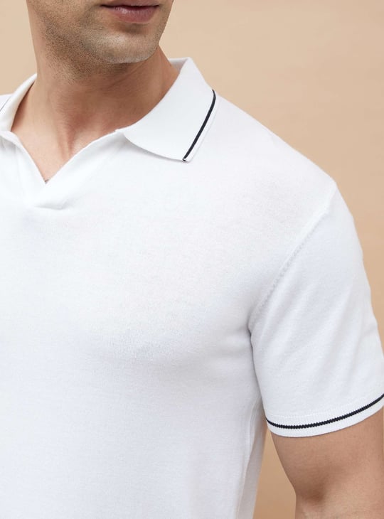 CODE Contrast Trim Johnny Collar T-shirt