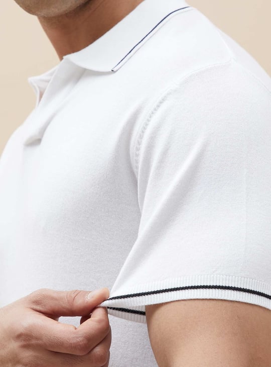CODE Contrast Trim Johnny Collar T-shirt