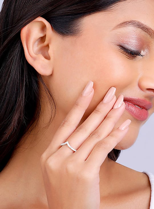 GIVA Embellished Sterling Silver Ring