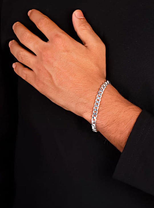 GIVA Sterling Silver Curb Chain Bracelet