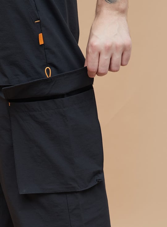 KAPPA Solid Relaxed Fit Sports Cargo Track Pants