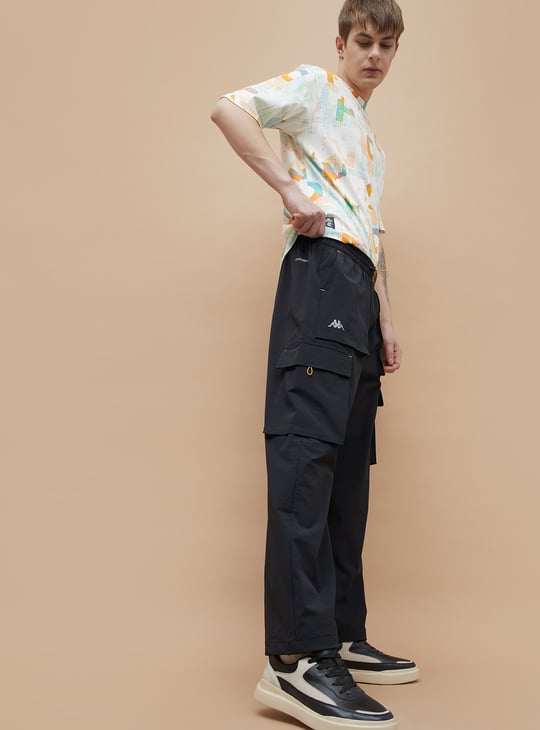 KAPPA Solid Relaxed Fit Sports Cargo Track Pants