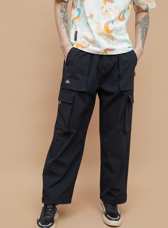 KAPPA Solid Relaxed Fit Sports Cargo Track Pants
