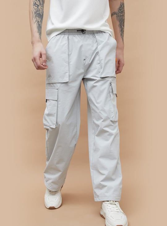KAPPA Solid Relaxed Fit Sports Cargo Track Pants