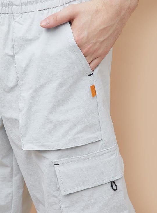 KAPPA Solid Relaxed Fit Sports Cargo Track Pants