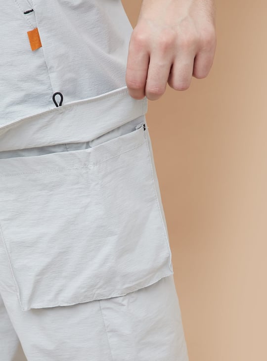KAPPA Solid Relaxed Fit Sports Cargo Track Pants