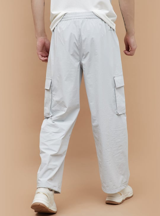 KAPPA Solid Relaxed Fit Sports Cargo Track Pants