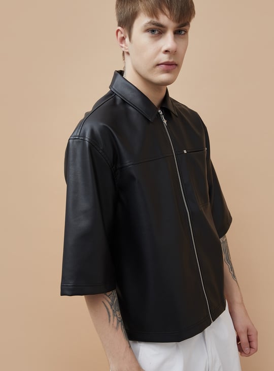 FORCA NXT Solid Half Sleeves Biker Jacket