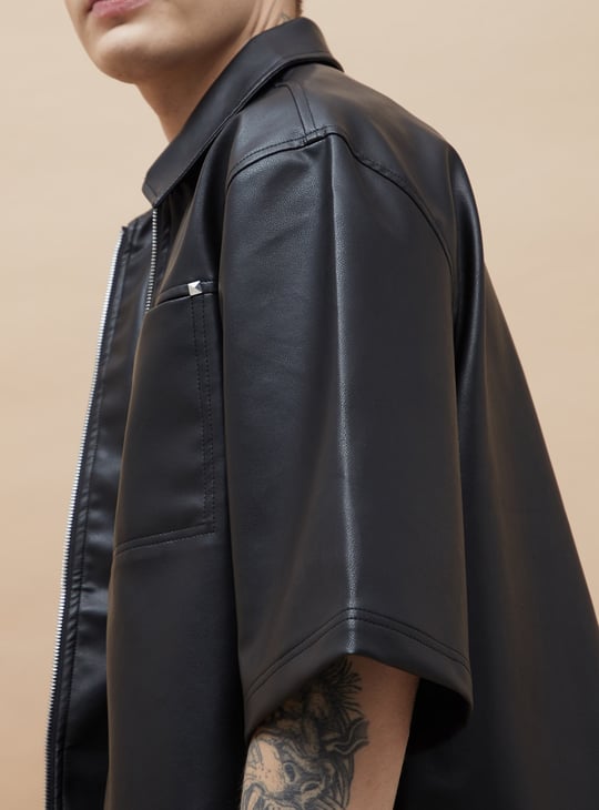FORCA NXT Solid Half Sleeves Biker Jacket