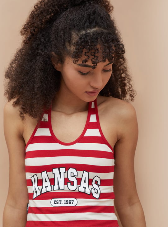 KAPPA Striped Halter Neck Crop T-shirt