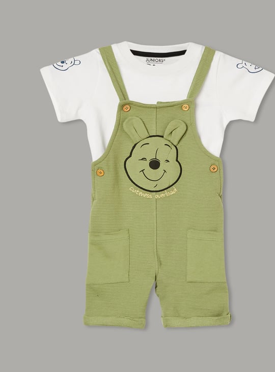 JUNIORS Boys Winnie the Pooh Dungaree with T-shirt