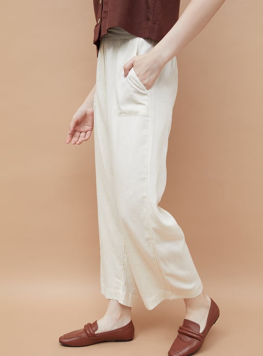 CODE Solid Straight Fit Trousers