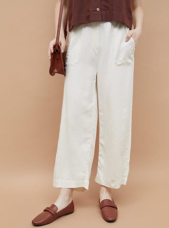 CODE Solid Straight Fit Trousers