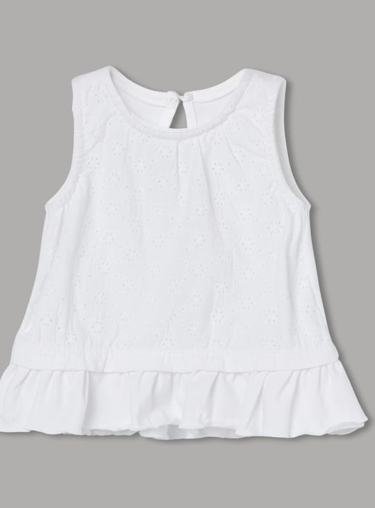 JUNIORS Girls Schiffli Sleeveless Top