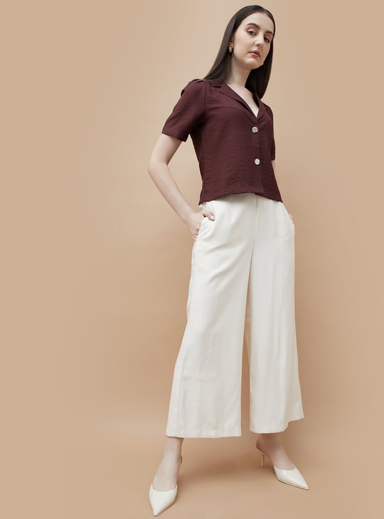 CODE Solid Wide-Leg Pants