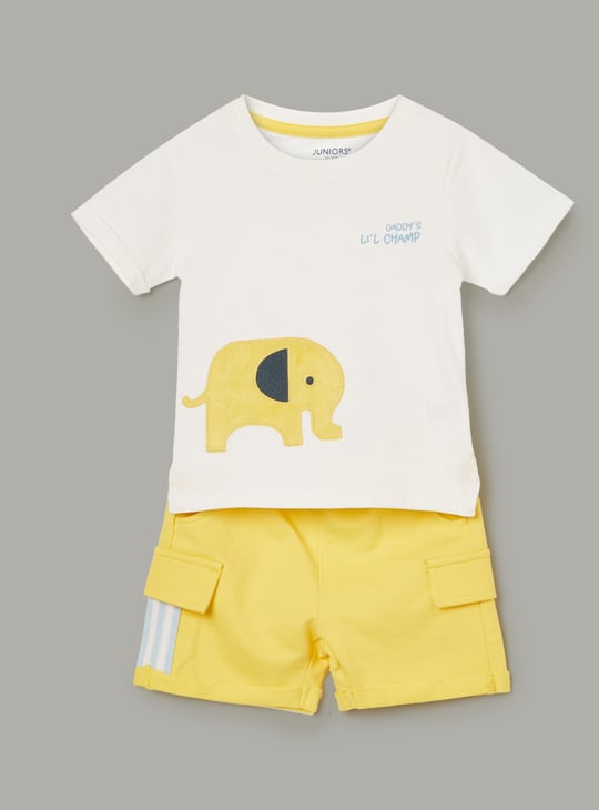 JUNIORS Boys Applique T-shirt with Cargo Shorts
