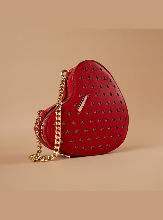 GINGER Perforated Heart-Shaped Sling Bag