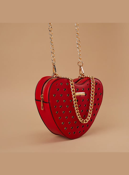 GINGER Perforated Heart-Shaped Sling Bag