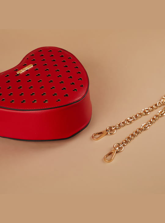 GINGER Perforated Heart-Shaped Sling Bag