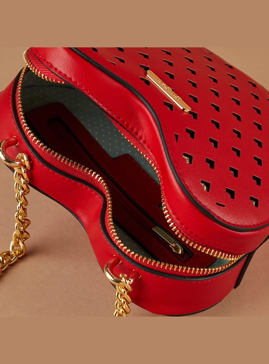 GINGER Perforated Heart-Shaped Sling Bag