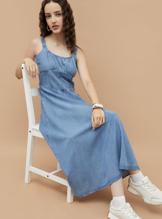 GINGER Solid A-Line Dress