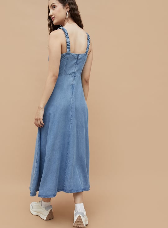 GINGER Solid A-Line Dress
