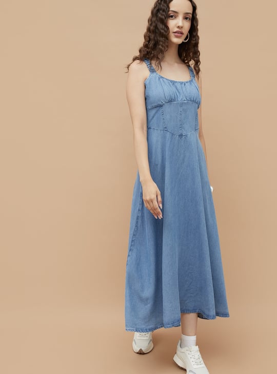 GINGER Solid A-Line Dress