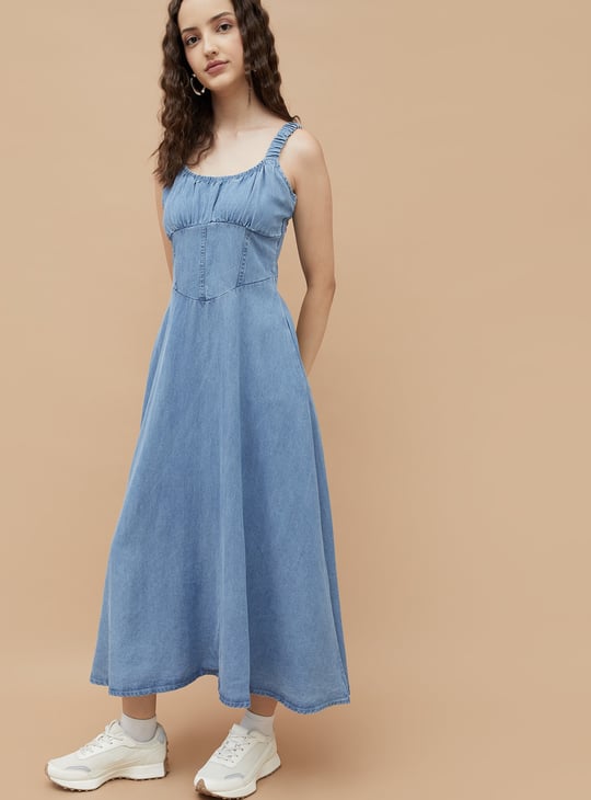 GINGER Solid A-Line Dress