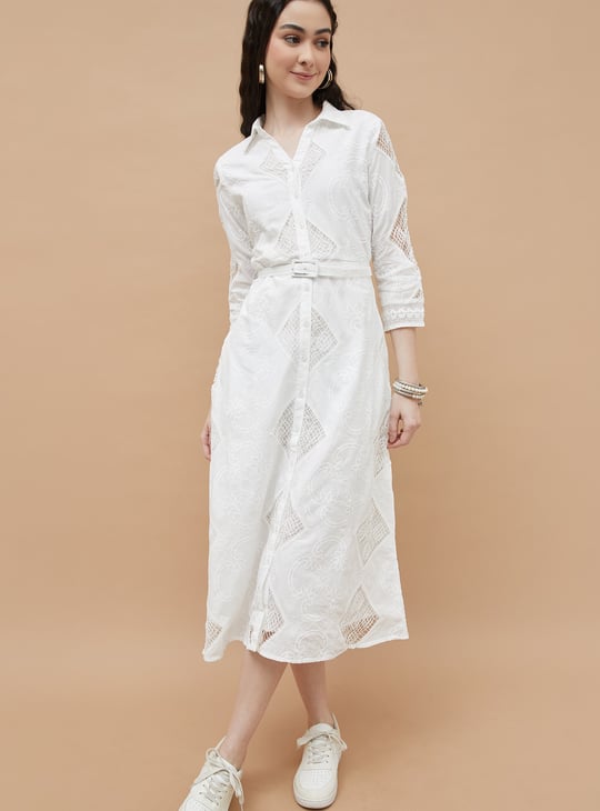 COLOUR ME Embroidered Shirt Dress