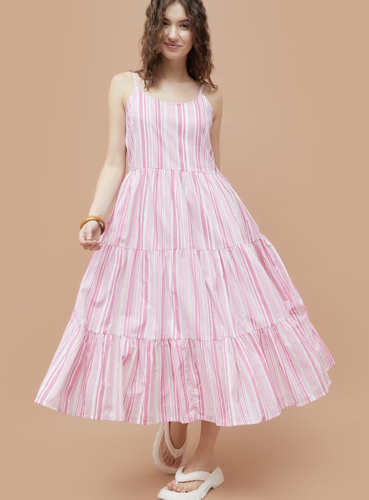 Buy COLOUR ME Striped Tiered Maxi Dress from Colour Me by Melange at just  INR 1599.0