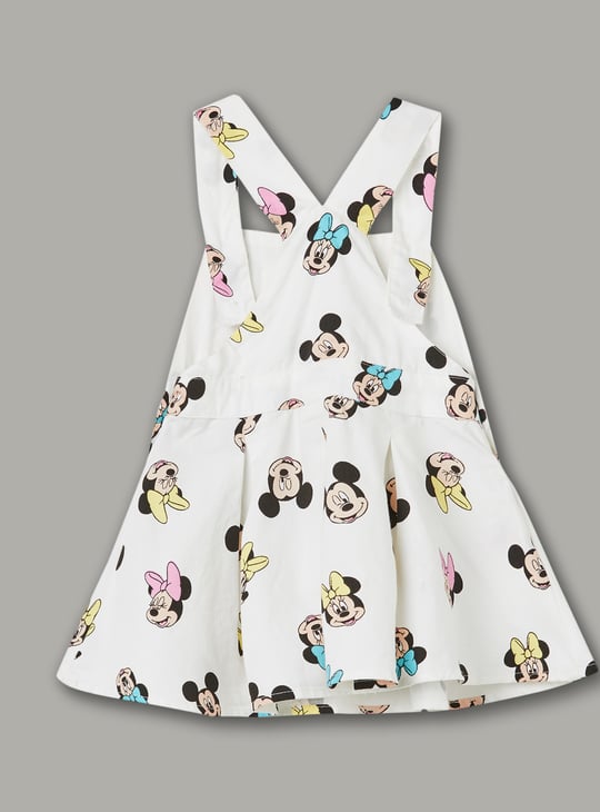 JUNIORS Girls Mickey Mouse Printed Pinafore Dress with T-shirt