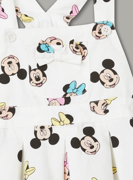 JUNIORS Girls Mickey Mouse Printed Pinafore Dress with T-shirt