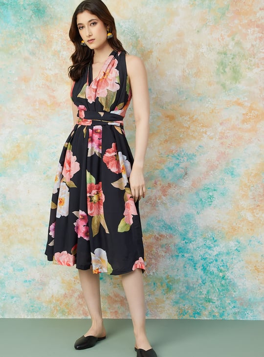 MELANGE Floral Print A-line Dress