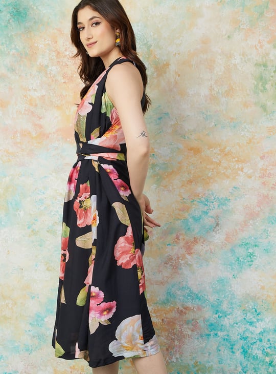 MELANGE Floral Print A-line Dress