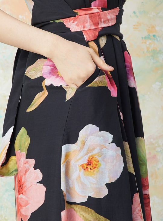 MELANGE Floral Print A-line Dress