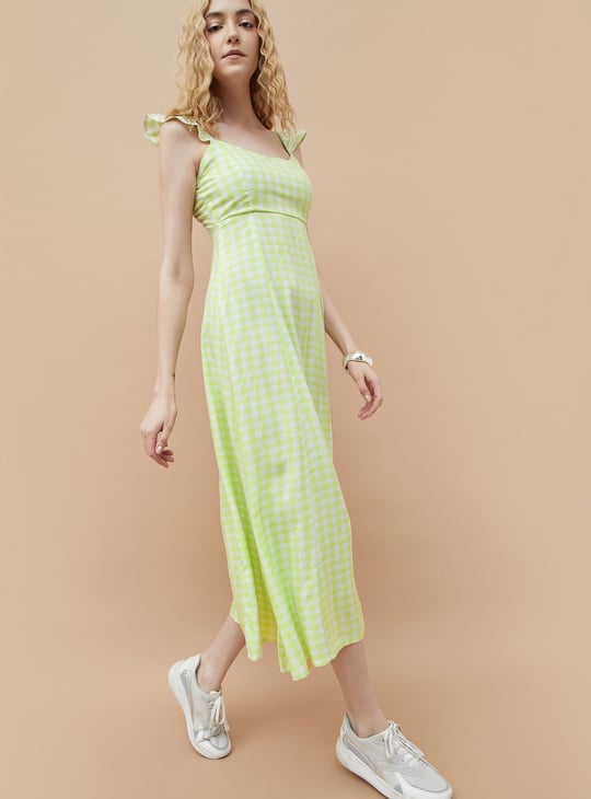 GINGER Checked Midi Dress | Green