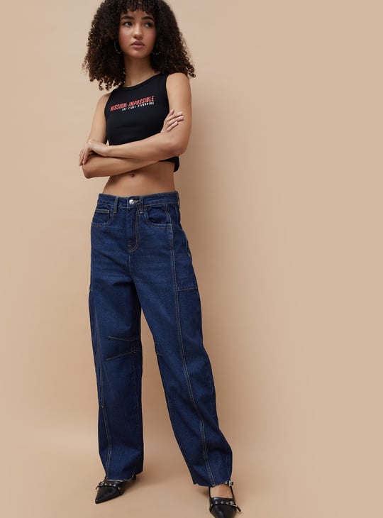 GINGER Dark Wash Baggy Fit Jeans