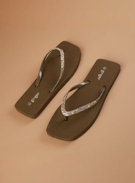 GINGER Embellished V-strap Flip Flops