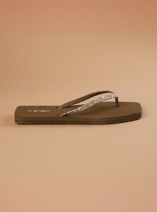 GINGER Embellished V-strap Flip Flops