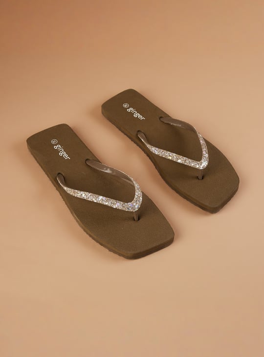 GINGER Embellished V-strap Flip Flops
