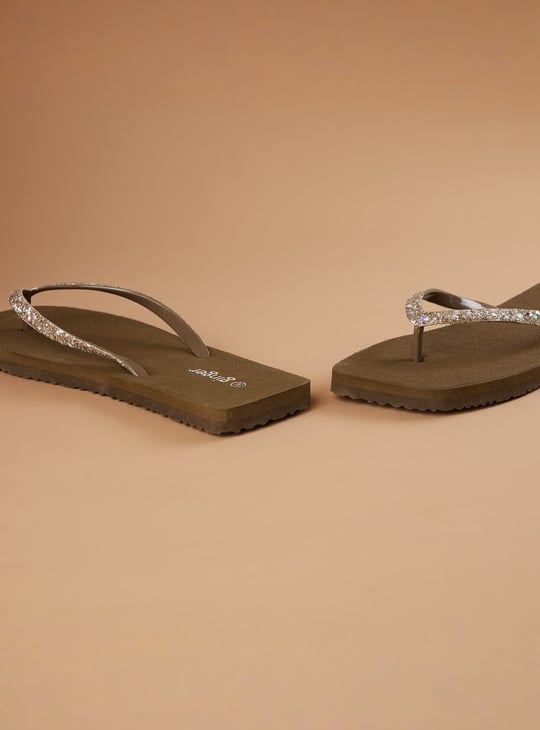 GINGER Embellished V-strap Flip Flops