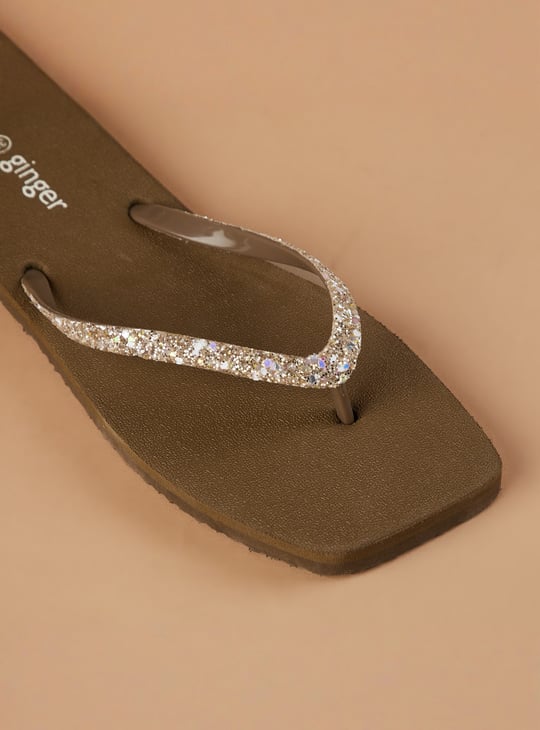 GINGER Embellished V-strap Flip Flops