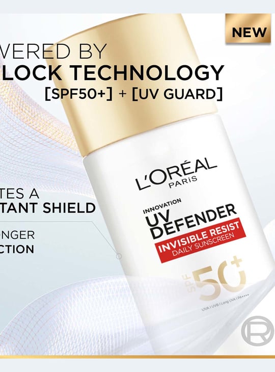 LOREAL PARIS UV Defender Invisible Resist Daily Sunscreen SPF50+ PA++++  - 30 ml