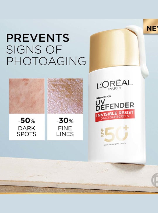 LOREAL PARIS UV Defender Invisible Resist Daily Sunscreen SPF50+ PA++++  - 30 ml