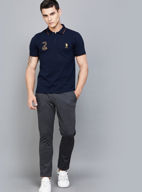 US POLO ASSN Logo Embroidered Slim Fit Polo T-shirt