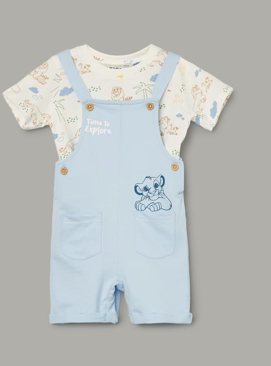 JUNIORS Boys The Lion King Print Dungarees with T-shirt